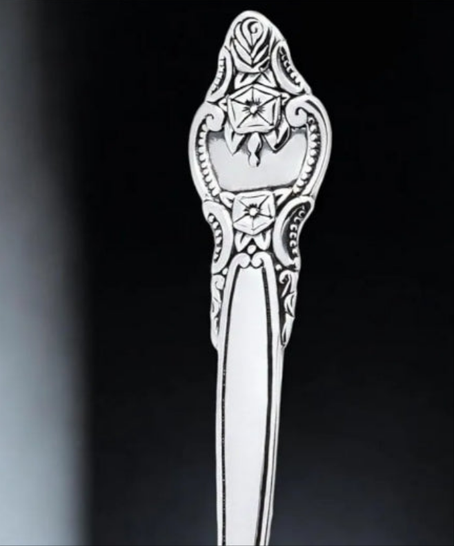 925 Sterling Silver Teaspoon Set - Silver Jewelry Teaspoons - Memorable Gift Set Silverware Utensils - Keepsake Engraveable Plain - Rosette Design, 144 g