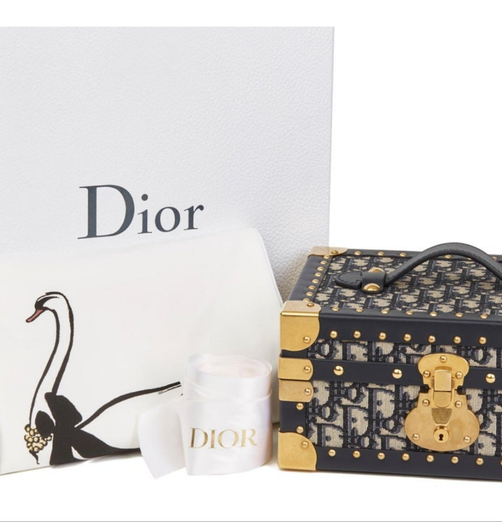 Dior 2017 Dior Blue Oblique Monogram Canvas & Calfskin Leather Jewellery Case