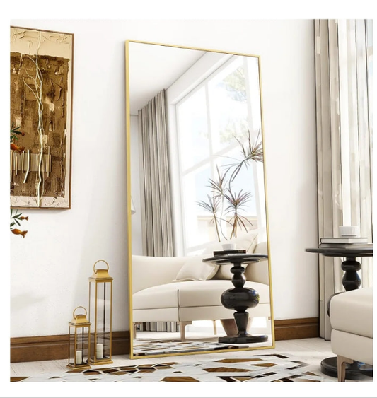 Oversized Full Length Mirror, 71" x 30" Floor Mirror with Stand, Aluminum Alloy Frame Full Body Mirror, Standing Hanging or Leaning Against Wall Bedroom Living Room