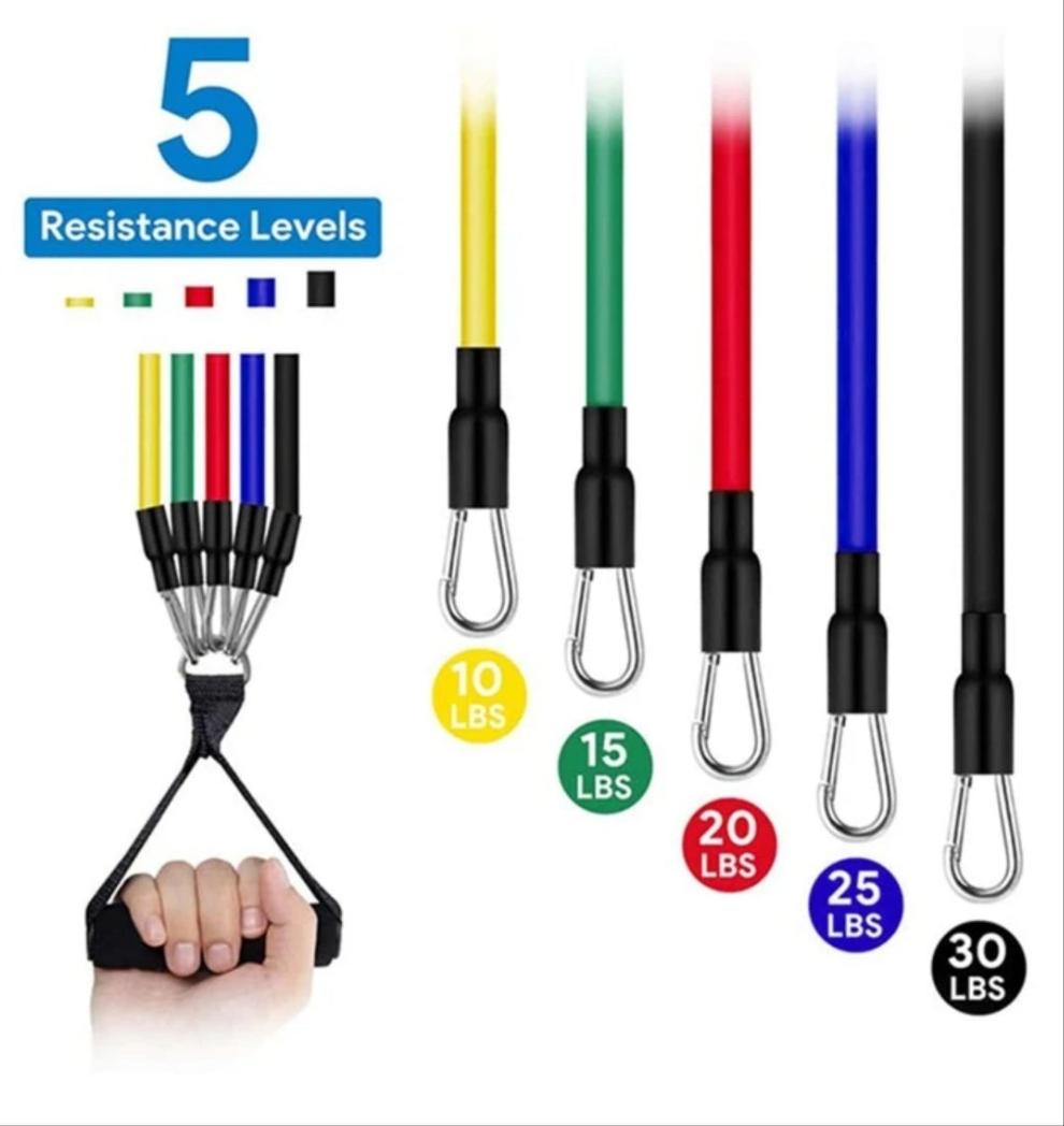 11Pcs Resistance Bands 100lbs Indoor Portable Fitness Equipment Yoga Home Gym Exercise Expander Tube Elastic Pull Ropes material tpe