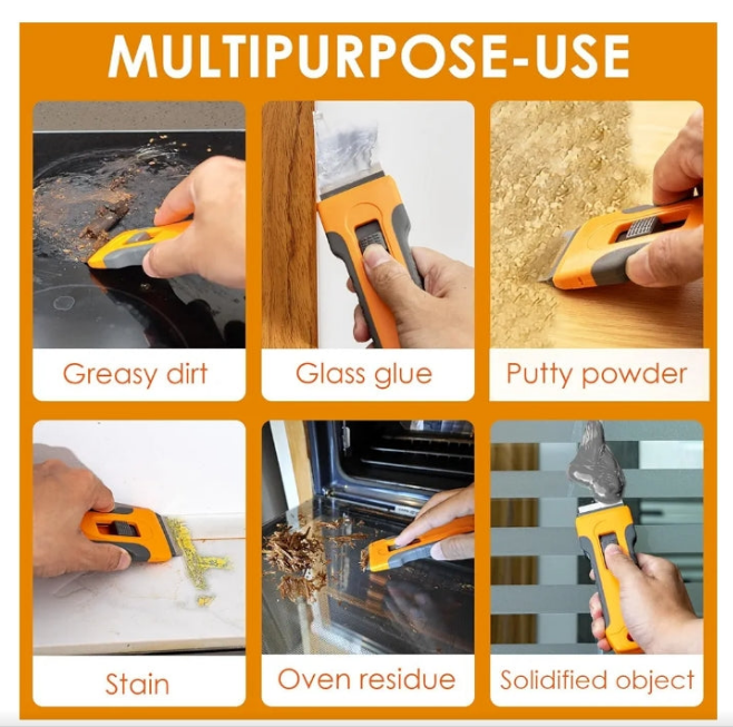 Razor Blade Scraper Tool with 15pcs Extra Blades, Cleaning Razor Scraper for Glass, Glass Top Stove Scraper for Oven Door, Cooktop Scraper, Glass Scraper Cleaning Paint from
