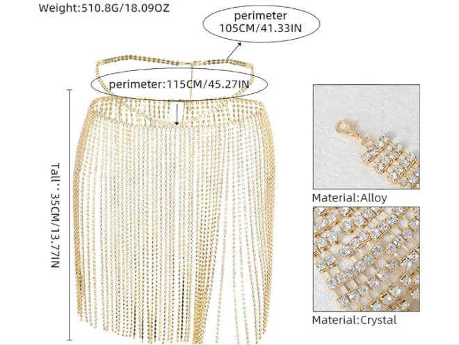 Chest Chain Shimmering Fringe Chain Adjustable Body Chain Jewelry Set Women Bra Underwear Jewelry