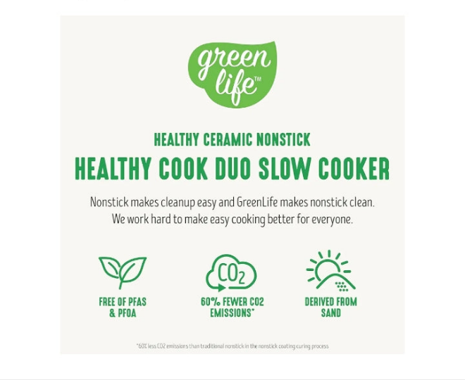6QT Slow Cooker, Non-Toxic Ceramic Nonstick Removable Interior Bowl, Programmable, Family Friendly, Keep Warm, Stovetop & Oven Safe, Dishwasher Safe Parts, Timer, Glass Lid,