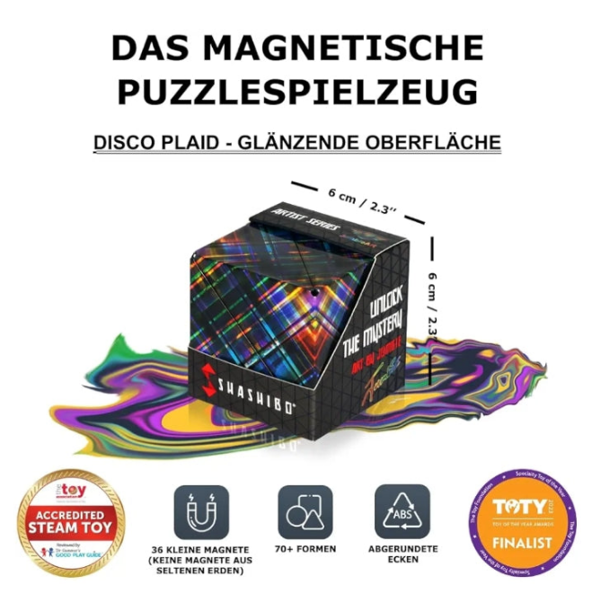 Shape Shifting Box - Award-Winning, Patented Fidget Cube w/ 36 Rare Earth Magnets - Transforms Into Over 70 Shapes, Download Fun in Motion Toys Mobile App (Artist Series
