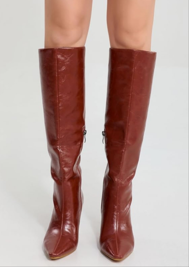 Knee High Boots for Women Pointed Toe 3.5 IN Stiletto Heel Women Boots Zipper Knee High Boots Dress Fashion Trendy Sexy High Heel Boots