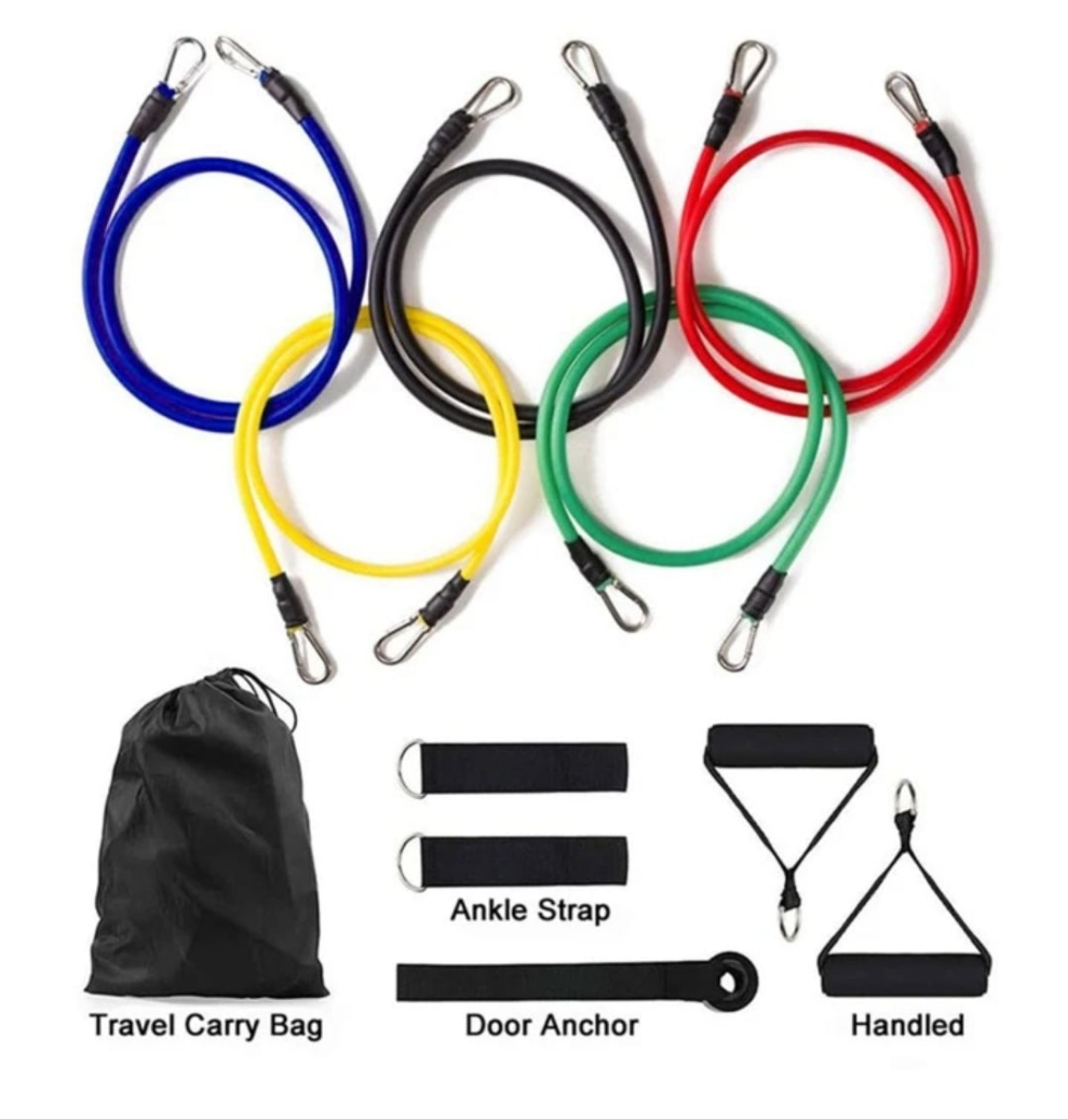 11Pcs Resistance Bands 100lbs Indoor Portable Fitness Equipment Yoga Home Gym Exercise Expander Tube Elastic Pull Ropes material tpe