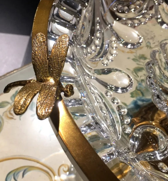 High-end Glass Fruit Bowl, Luxury Dried Fruit Plate with High Pedestal, Snacks Nuts Tray