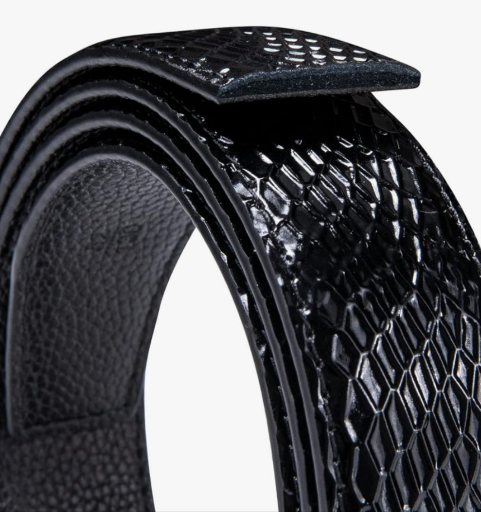 Designer Belt for Men Leather Fashion Adjustable Automatic Buckle Sliding Removable Dress Casual