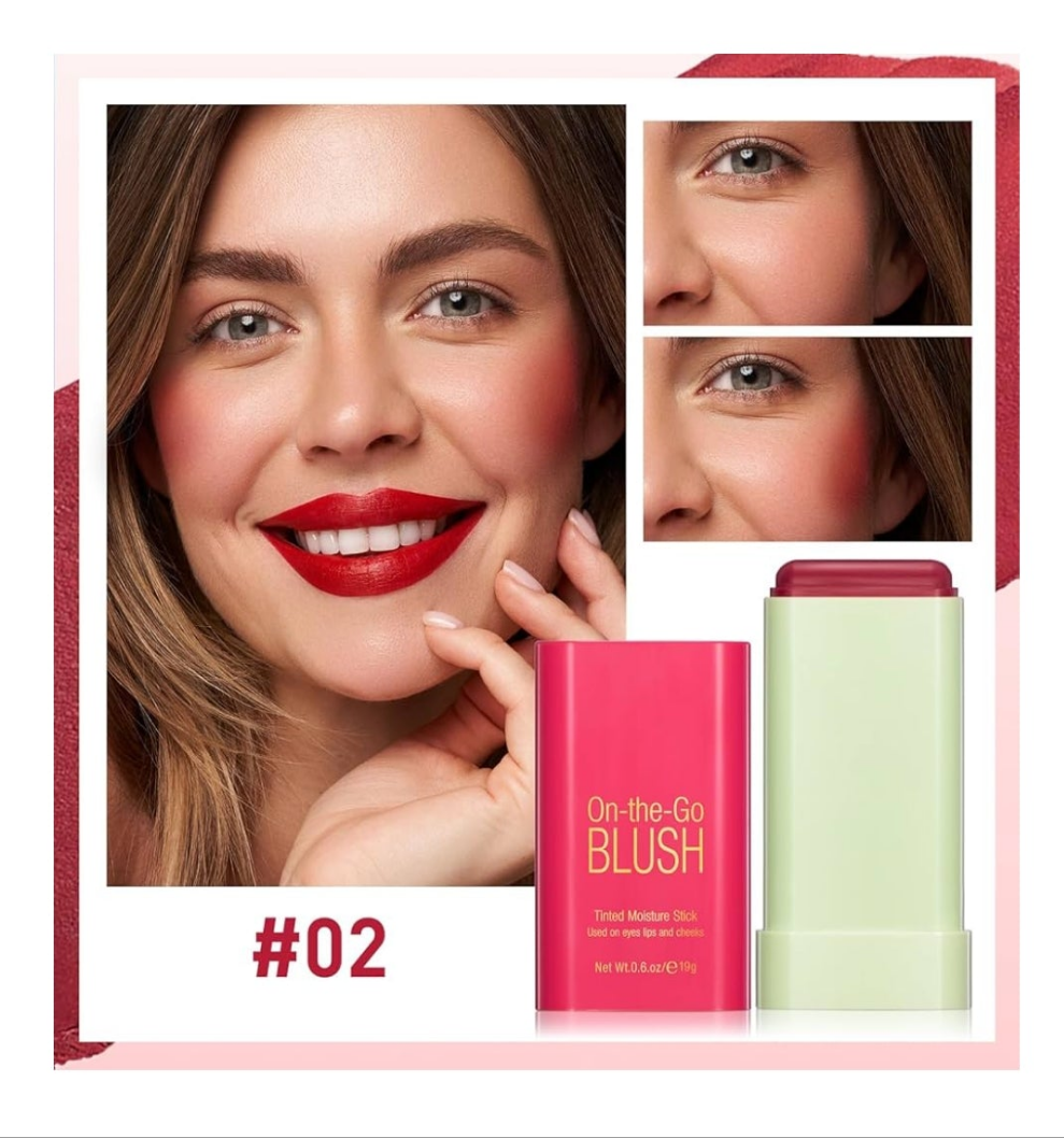 Blush Stick for Cheeks - Cream Makeup Blush Wand, Solid Moisturizer Stick for Cheeks Tint, Natural Blendable Waterproof Korean Matte Long-Lasting Smooth Blushes