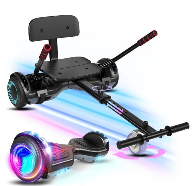 Scooter with Seat Attachment, Scooter Go Kart Combo with Corlorful LED Lights, Adjustable Frame Length, for Kids