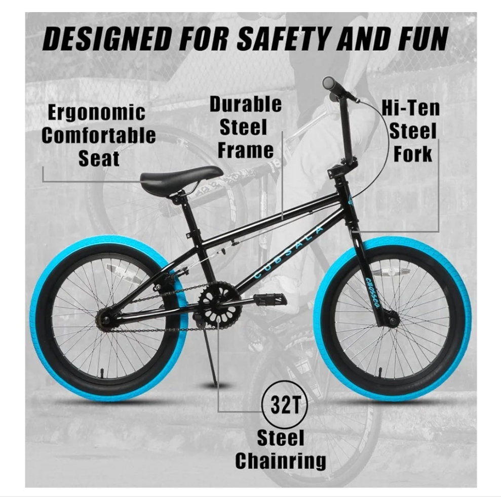 Freestyle BMX Bike, 18 20 Inch Kids Bicycle for 5-13 Years Old Kids and Beginner Level Rider, Multiple Colors