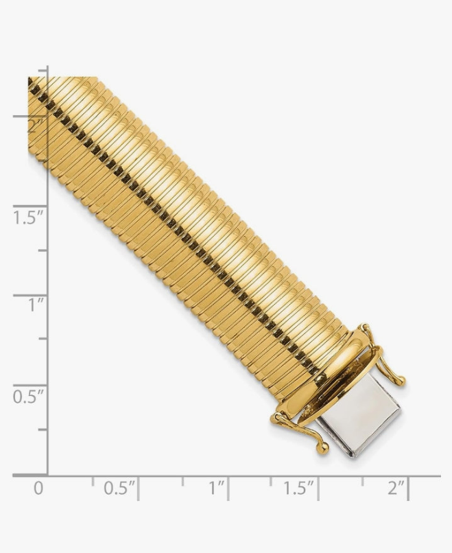 COCOMONEY Versatile 14k Yellow Gold Ribbed Bangle Bracelet