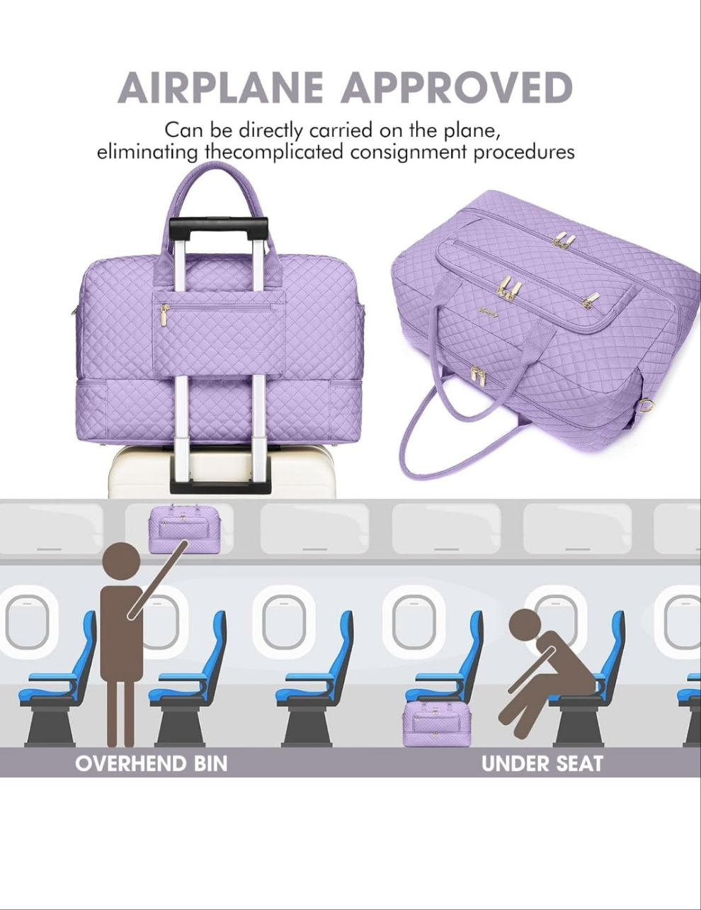 Travel Duffel Bags for Women with Shoe Compartment, Weekender Overnight Bag with Wet Pocket & Toiletry Bag, Carry On Personal Item Bag, Travel Tote Gym Bag, Hospital Bags for Labor and Delivery