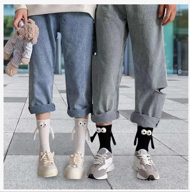 Holding Hands Socks, Novelty Magnetic Socks for Couple Men Women Friend Kids, Funny Socks Crazy Silly Socks Gag Gift