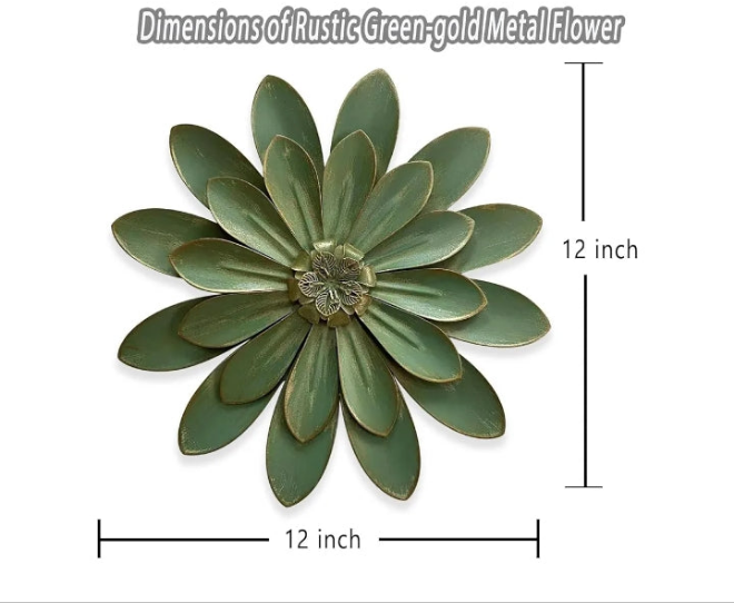 Metal Flower Wall Sculpture, Rustic Modern Floral Artwork, Distressed 3D Layered Iron Flower Wall Hanging Accent for Indoor/Outdoor, Kitchen,Living Room Office Garden Decor