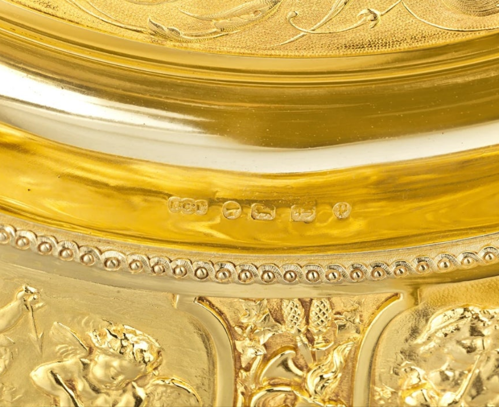 Rothschild "Poetry" Sterling Silver Gilt Salver by Elkington & Co.