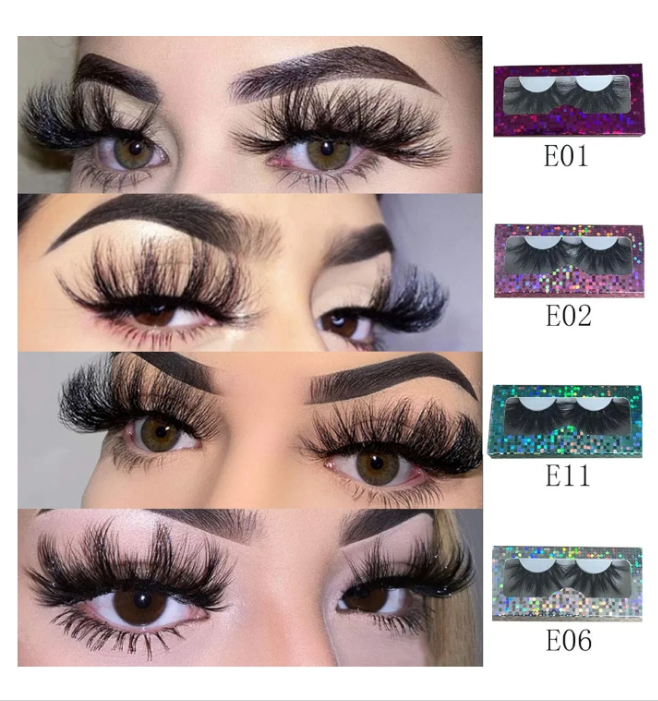 20 Pack 25mm False Eyelashes, Real Mink, Handmade Full Strip, Cruelty Free, Dramatic 3D Lashes, Black, 20 Pairs
