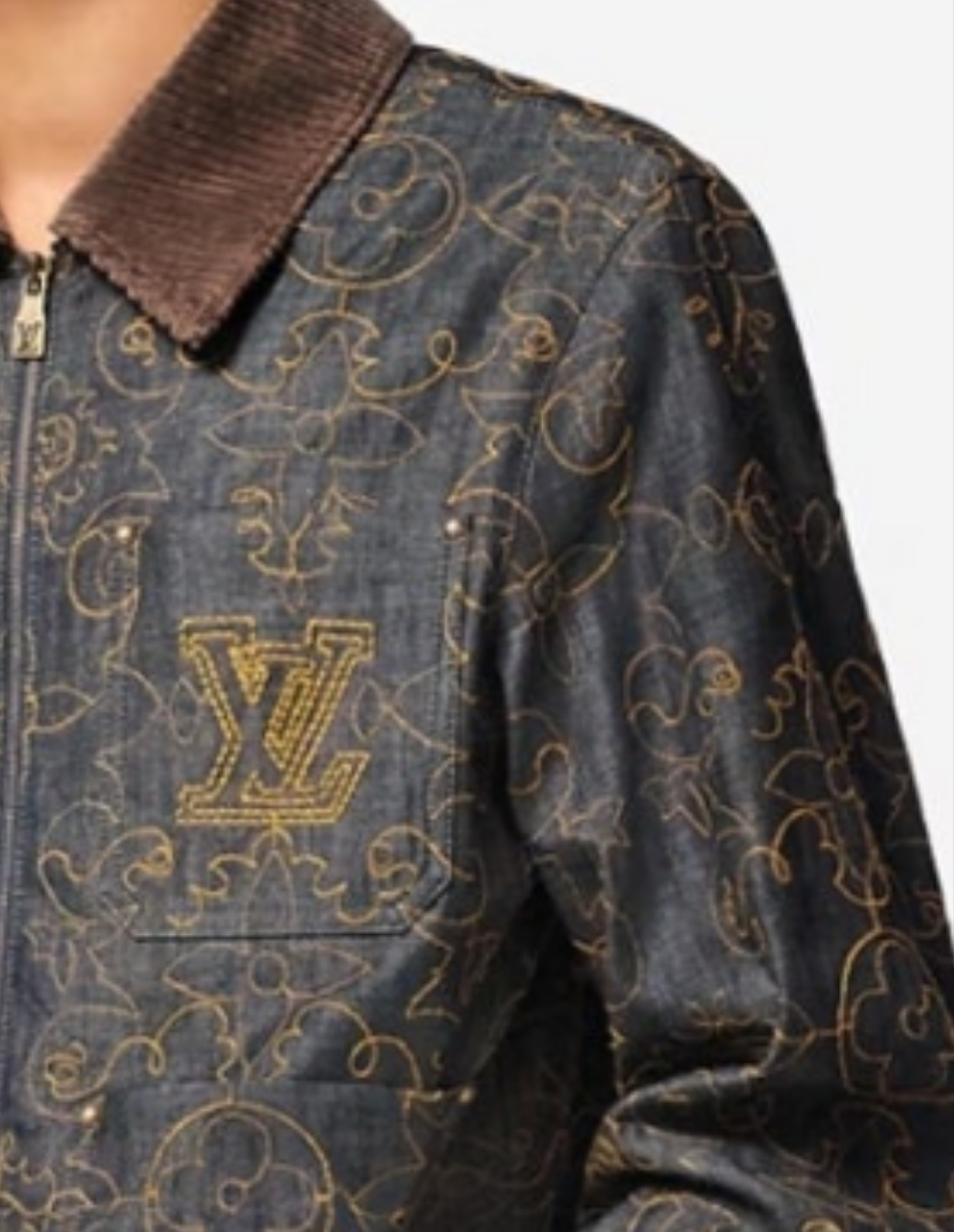 Louis Vuitton Embroidered Denim Jacket and Embroidered Denim Pants 2 piece outfit