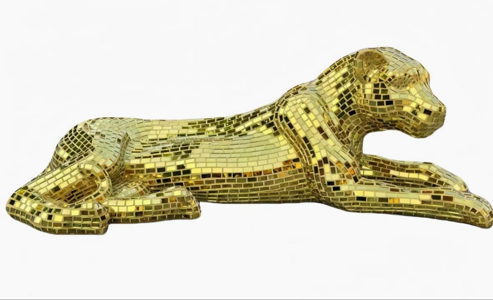 Gold Mirror Floor Leopard Decorative Sculpture