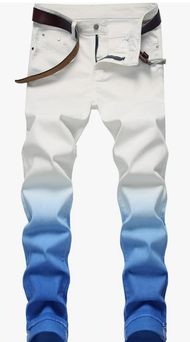 Men's Slim Fit Stretch Jeans Ripped Skinny Jeans for Men, Distressed Straight Leg Fashion Comfort Flex Waist Pants