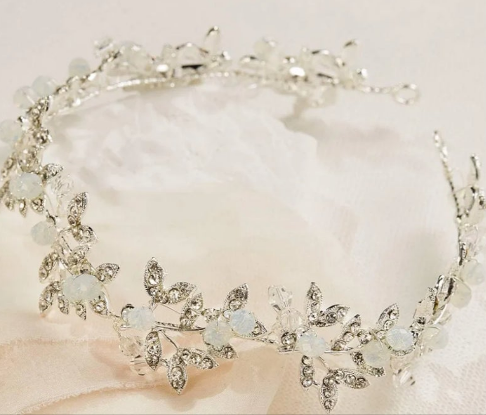 Silver Rhinestone Wedding Headband Tiara Crystal Headpiece Bridal Hair Accessories for Bride Women