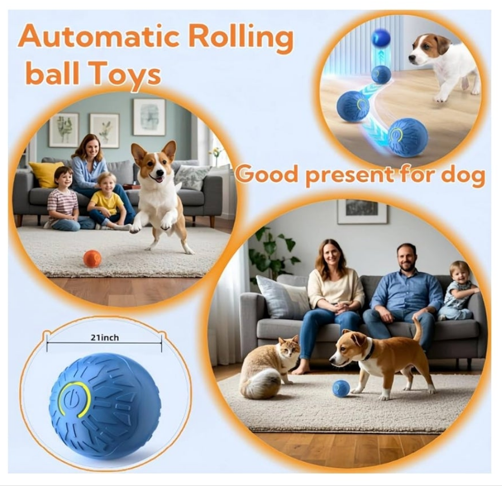 Active Rolling Ball Dogs and Cats, Squeaky, USB Rechargeable