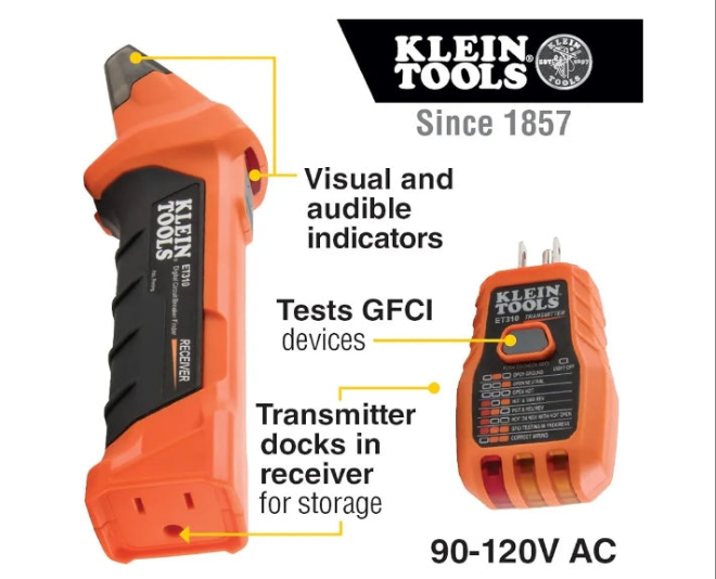 Klein Tools 80016 Circuit Breaker Finder Tool Kit with Accessories, 2-Piece Set, Includes Cat. No. ET310 and Cat.