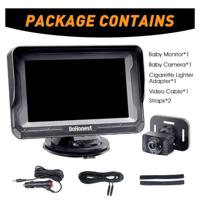 Car Camera for Backseat: HD 1080P Easy Setup Carseat Camera Rear Facing Infant - Crystal Night Vision 360° Rotating Baby Car Monitor for Kids - V33