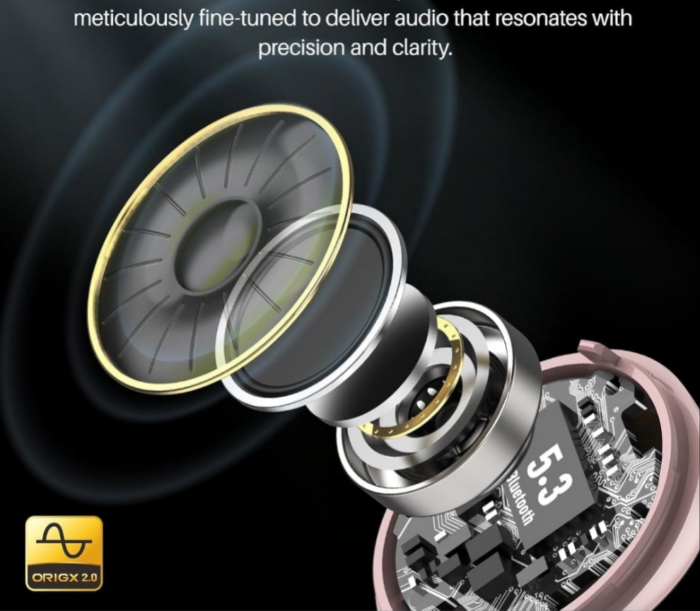 Wireless Earbuds Bluetooth 5.3 Headphones 50H Long Playtime, Wireless Charging Case, IPX8 Waterproof Stereo Earphones, Built-in Mic Calls, Headset Premium Deep Bass 32 Preset EQs via