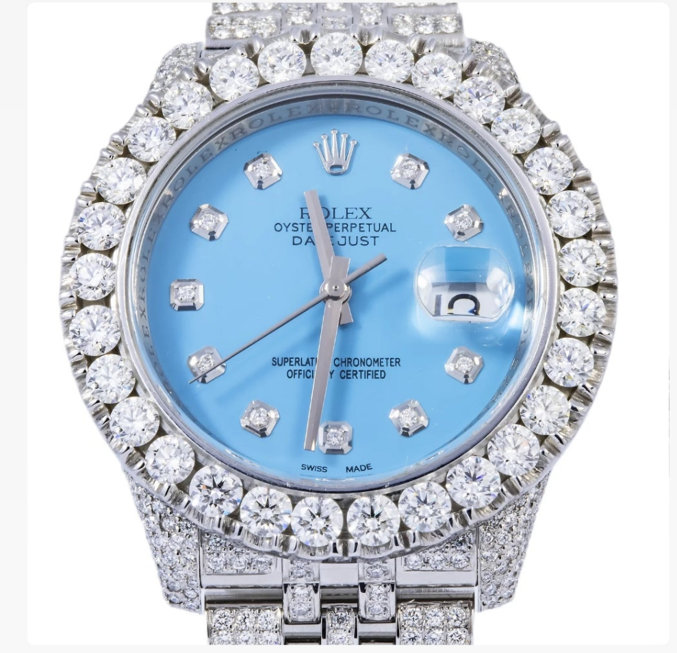 ROLEX DATEJUST 116200 36MM SKY BLUE DIAMOND DIAL WITH STAINLESS STEEL JUBILEE DIAMOND BRACELET Men's
