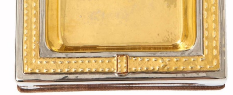 Gucci Horsebit Double Ashtray, Brass, Gold Leaf, Nickel, Leather, Signed