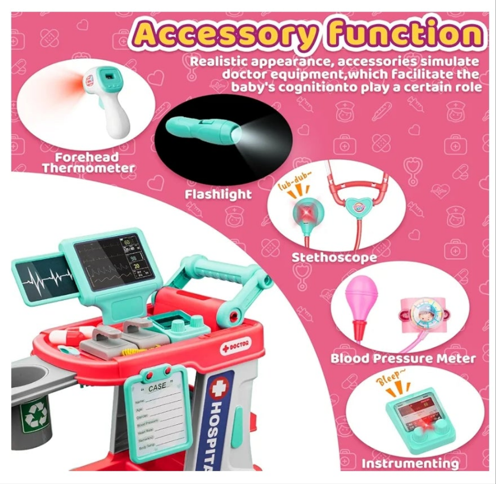 Doctor Kit for kids 3+ Medical Kit Toy Doctor Cart Stethoscope and Other Accessories Boy and Girl Fun Role Playing Game Toy Kids Pretend Play Girls Toys for 3+ There's 4 sets to choose from. Choose your set below.
