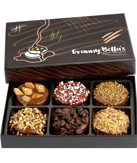 6 Chocolate Covered Cookies Gift Basket, Gourmet Candy Gift Box for Food Delivery, Cookie Gifts