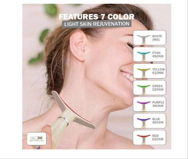 GLO24K 7 Color Light Skin Rejuvenation Neck and Face Massager