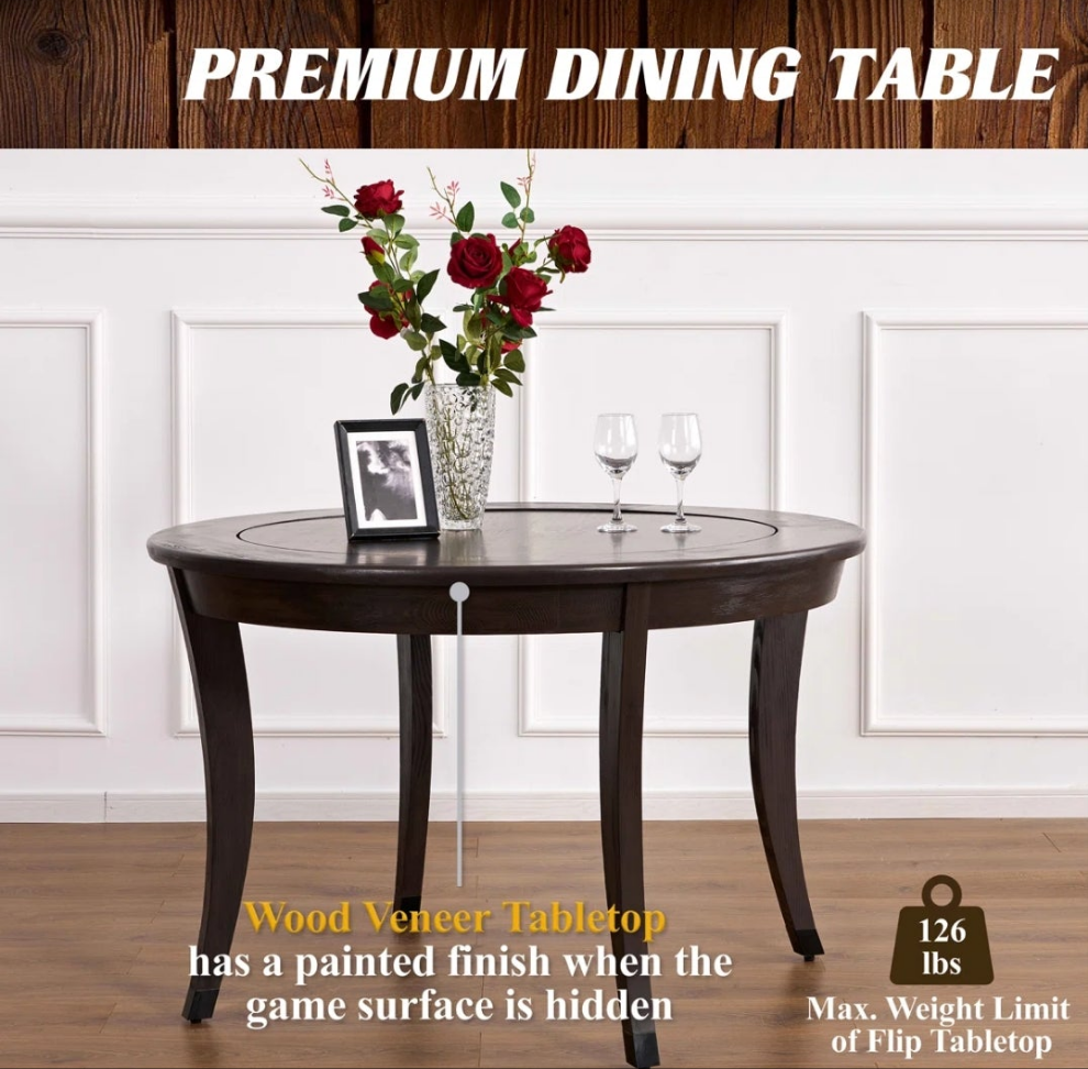 Onyx Poker Table 2-in-1 Flip-Top Dining Table for 6 Players