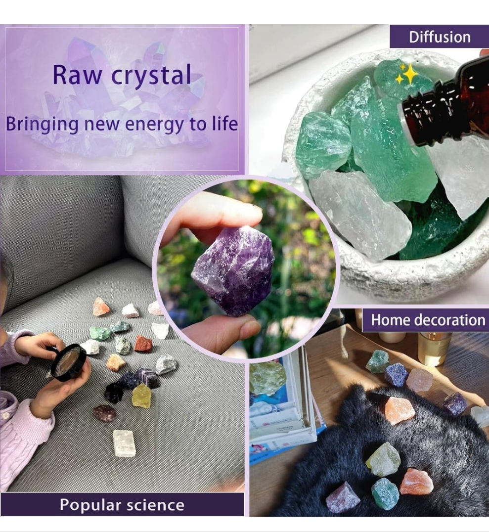 12PCS Larger Crystals and Healing Stones, Raw Chakra Stones for Reiki, Meditation, Yoga, Aromatherapy, Spiritual Gift Box, 1.57-2.36 Inch