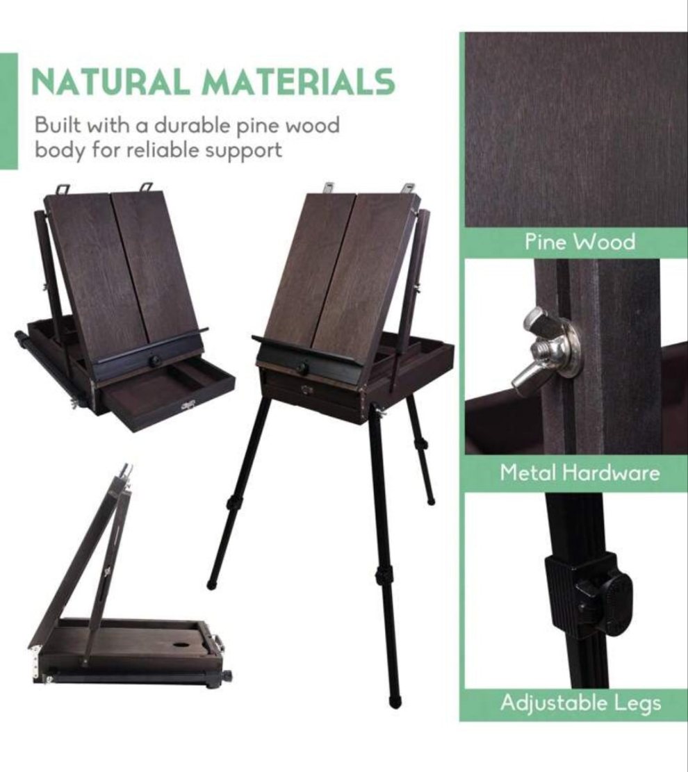 70" French Style Easel With Aluminum Legs, Folding Sketch Painting Easel With Drawer, Tripod Easel Stand For Painting, Sketching, Display french Style Easel With Aluminum Legs, Folding Sketch Painting Easel With Drawer, Tripod Easel Stand For Painting,