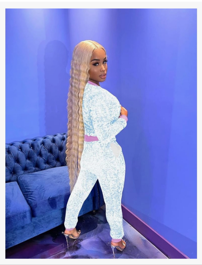 COCOMONEY Velour Tracksuit Womens Sequin 2 Piece Outfit Long Sleeve Zip Up Jacket and Jogger Pants Sweatsuits Set