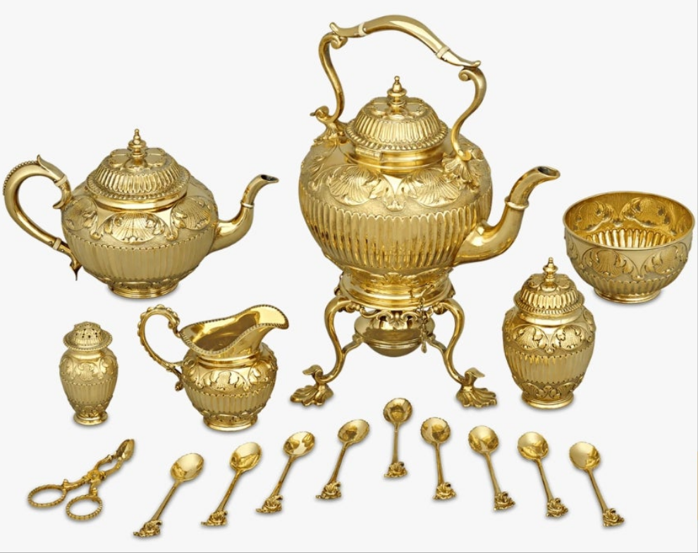 Victorian Silver Gilt Tea Set by Edward Barnard & Sons