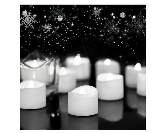 48-Pack Novelty Flickering Flameless Tea Lights Candles, 200+Hours Battery-Operated LED Fake Candles for Wedding Table Centerpieces,Proposal,Anniversary, Ivory Base, Ø1.5'' × H1.3''