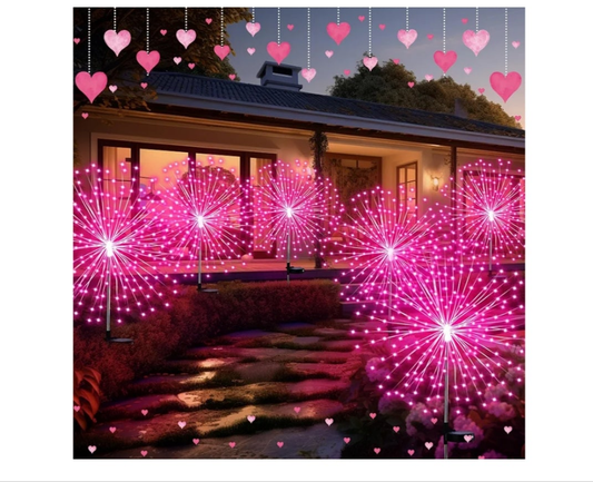 6 Pack pink Solar Firework Lights 180 LED 8 Lighting Modes Waterproof Outdoor Decorative Solar Lights for Easter Wedding Birthday Garden Patio Yard Pathway Walkway Lawn Decor