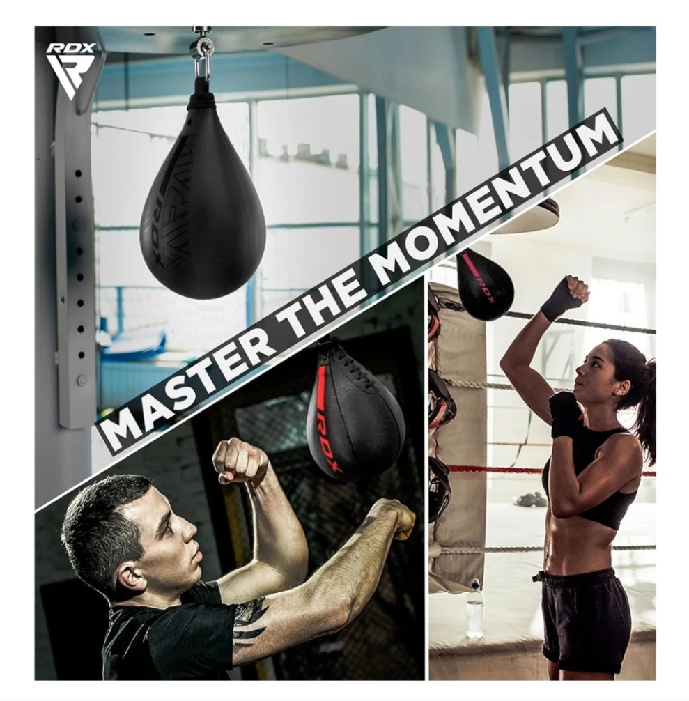Speed Bag Boxing Ball and Swivel Set, Maya Hide Leather Dodge Striking Mount Kit with Additional Bladder, MMA Muay Thai Punching Workout Kicking Martial Arts Training Home Gym Exercise Speedball
