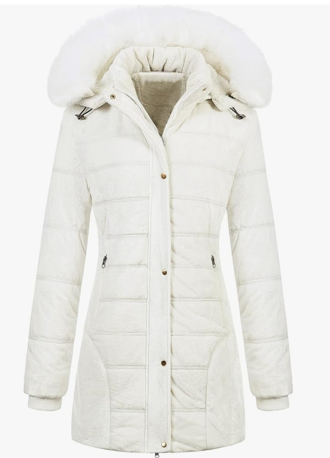 Warm Winter Coat Velvet Puffer Jacket Quilted Faux Fur Hood