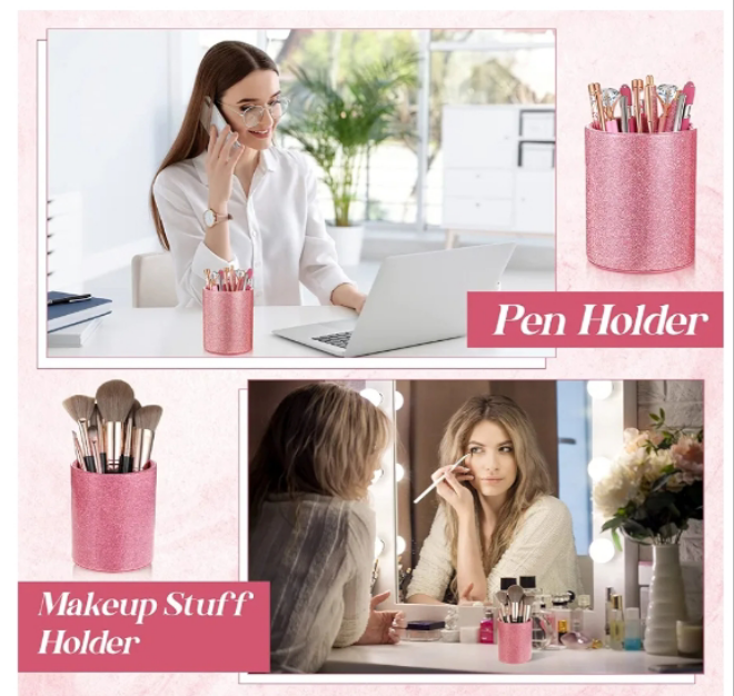 8 Pcs Ballpoint Pens with Pen Holder for Desk Metal Crystal Diamond Pen Glitter Pencil Holder Fancy Pens Black Ink Bling Desk Organizer for Women Girls Office School Wedding Gifts
