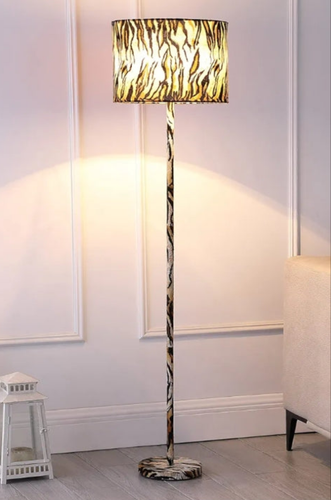 59' Faux suede tiger print floor lamp