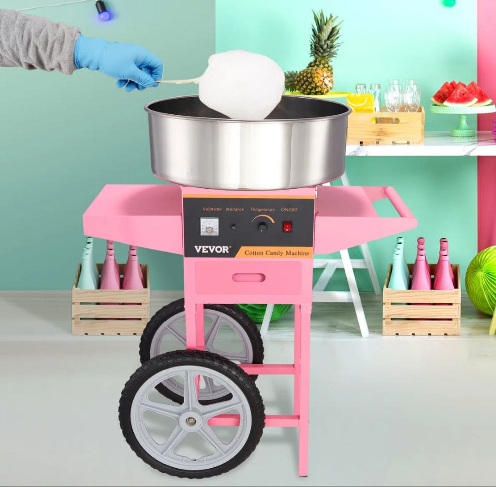 Electric Hard Candy and Cotton Candy Machine with Cones