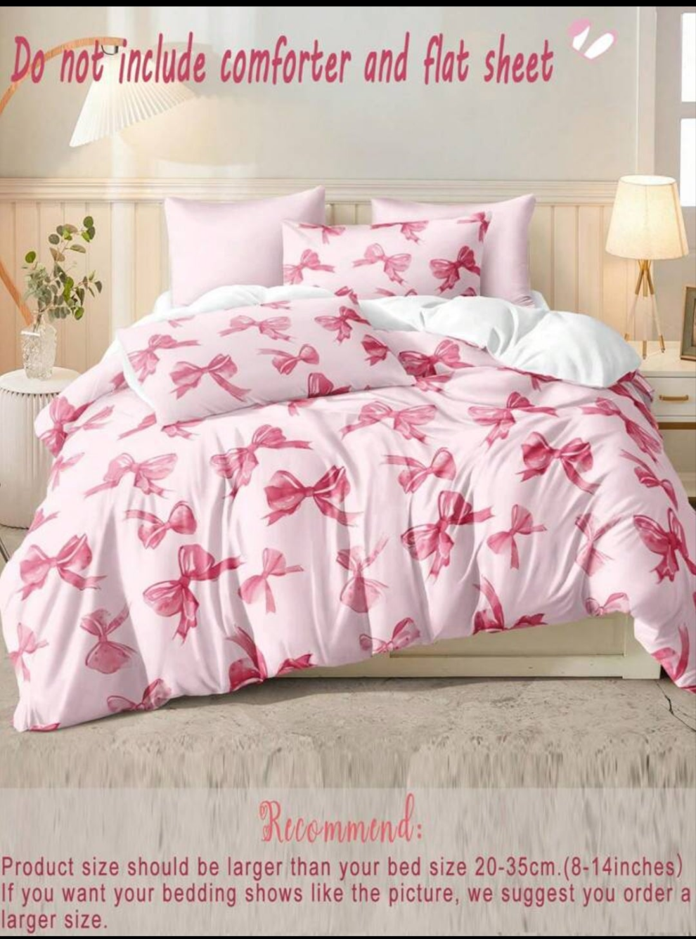 3pcs Cherry Fruit & Bow Print Bedding Set (1 Duvet Cover + 2 Pillowcases, No Filling), Pink Background, Romantic Wedding, Soft Polyester Fiber, Suitable For Bedroom, All Seasons
