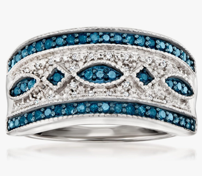 0.50 ct. t.w. Blue and White Diamond Ring in Sterling Silver