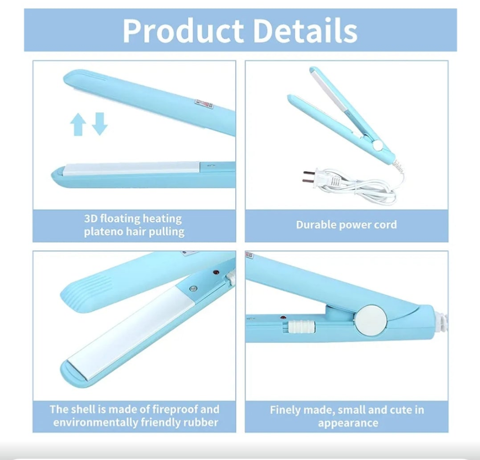 Hair straightener mini blue hot iron