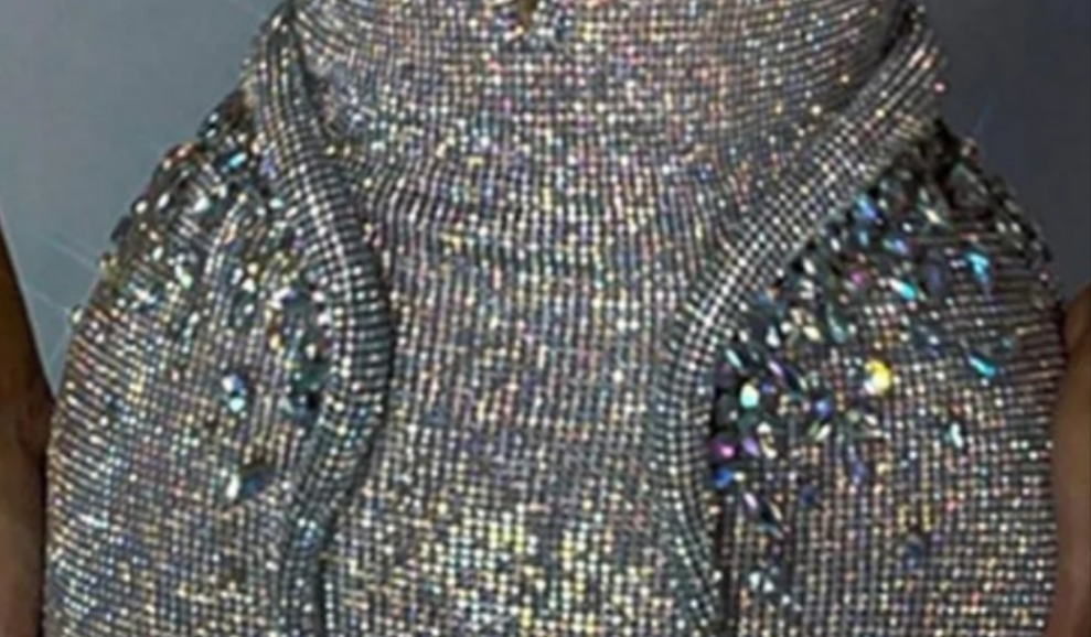 Snake-Shaped Sequin Rhinestone Halter Neck Maxi Dress-Silver COCOMONEY